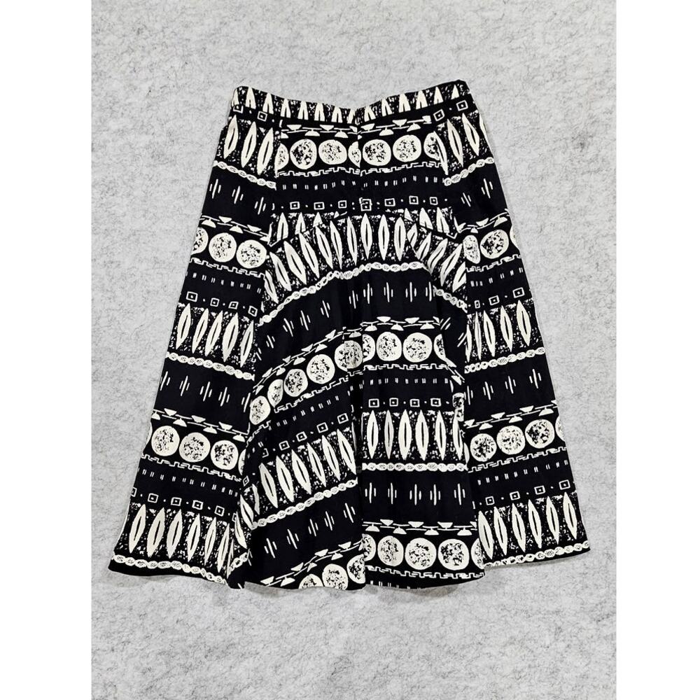 Veronica Beard A-Line Midi Skirt Geometric Print Black White Size 2